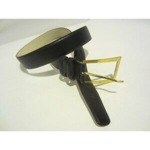 AL&C Another Line black leather belt gold buckle - Women L